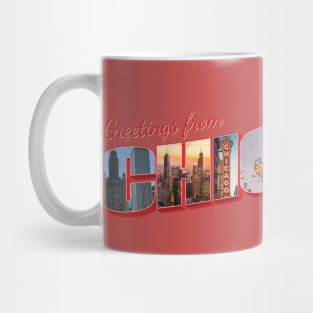 Greetings from Chicago in Illinois Vintage style retro souvenir Mug